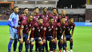 Players of Costa Rica pose for a picture before the beginning of the 2026 FIFA World Cup Concacaf qualifier football match between Costa Rica and St. Kitts and Nevis at the National stadium in San Jose on June 6, 2024. (Photo by Ezequiel BECERRA / AFP)