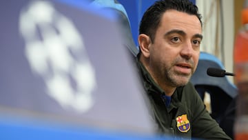Naples (Italy), 20/02/2024.- Barcelona'Äôs head coach Xavi Hernandez holds a press conference at the Diego Armando Maradona stadium in Naples, Italy, 20 February 2024. FC Barcelona face SSC Napoli in their UEFA Champions League Round of 16, 1st leg match on 21 February 2024. (Liga de Campeones, Italia, Nápoles) EFE/EPA/CIRO FUSCO