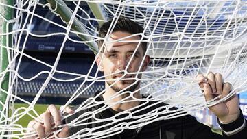 Nelson Monte en la red del Málaga.