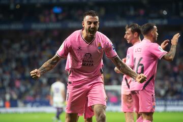 Joselu celebra su gol ante el Valladolid. 