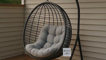 Egg chair with label