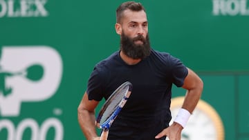 Benoit Paire, durante su partido ante Jordan Thompson en el Rolex Monte-Carlo Masters en el Monte-Carlo Country Club de Monte-Carlo, Monaco.