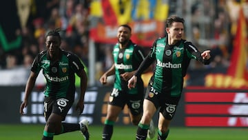Soccer Football - Ligue 1 - RC Lens v FC Metz - Stade Bollaert-Delelis, Lens, France - March 8, 2026 RC Lens' Florian Thauvin celebrates scoring their second goal REUTERS/Stephane Mahe