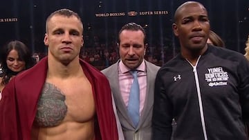 Mairis Briedis y Yuniel Dorticos tras sus combates en Riga.