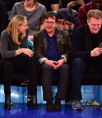 Tracy Pollan y Michael J. Fox en el Madison Square Garden.