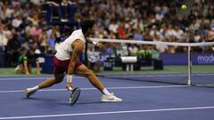 Tennis - U.S. Open - Flushing Meadows, New York, United States - August 29, 2023 Spain's Carlos Alcaraz in action during his first round match against Germany's Dominik Koepfer REUTERS/Shannon Stapleton