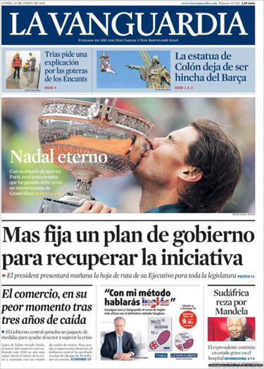 Reconocimiento unánime de la prensa a la gesta de Rafa Nadal