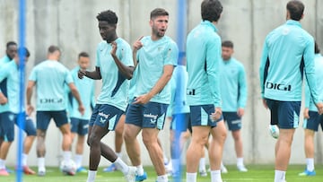 Areso en un entrenamiento con el Athletic.