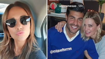 Im&aacute;genes de la actriz Paula Echevarr&iacute;a tirando un beso desde un coche y de Miguel Torres con Alicia Promesas.