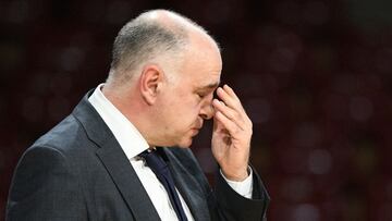 Pablo Laso, durante el partido de la Euroliga que ha enfrentado al Maccabi Tel Aviv y al Real Madrid