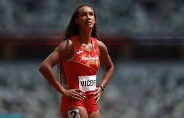 Mar¨ªa Vicente, campeona del mundo sub-18 de heptatl¨®n, durante las pruebas matutinas en Tokio 2020.