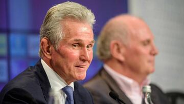 German first division club Bayern Munich&#039;s newly-appointed head coach Jupp Heynckes looks on during a press conference following his nomination on October 9, 2017 in Munich.
 72-year-old Jupp Heynckes has come out of a four-year retirement to take ch