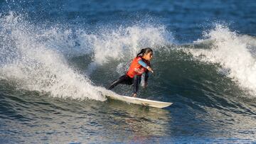 SAN DIEGO, CALIFORNIA - JANUARY 13: Sol Aguirre of Peru surfs in Heat 1 of the Semifinals at the 2023 Sambazon World Junior Championships on January 13, 2024 at San Diego, California. (Photo by Kenny Morris/World Surf League)