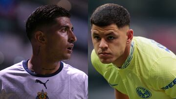 Richard Sánchez y Víctor Guzmán calientan el Chivas vs América