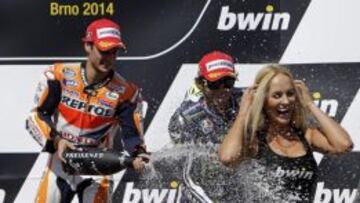 Pedrosa celebra su friunfo en Brno en 2014.