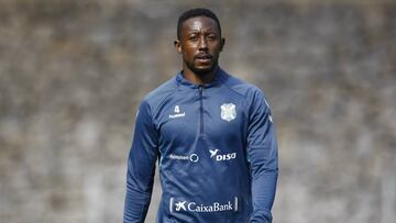 Camille, en un entrenamiento del Tenerife.