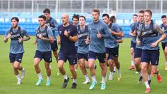 Los jugadores del Dinamo de Kiev entrenando.