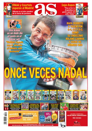 Rafa Nadal a través de las portadas de As