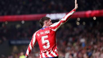 MADRID, SPAIN - SEPTEMBER 10: Rodrigo De Paul of Atletico Madrid celebrates 2-0 during the La Liga Santander  match between Atletico Madrid v Celta de Vigo at the Estadio Civitas Metropolitano on September 10, 2022 in Madrid Spain (Photo by David S. Bustamante/Soccrates/Getty Images)