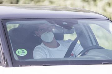 Thibaut Courtois llegando a la Ciudad Deportiva del Real Madrid. 