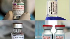 (COMBO) This combination of file pictures created on August 9, 2021, shows from left:- an army health personnel displays a vial of the AstraZeneca vaccine against the Covid-19 coronavirus in Colombo on August 1, 2021; the Ambreck pharmacy, in Milan, shows