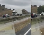 Captan el accidente contra otro coche de un ‘kamikaze’ en dirección contraria por la autovía