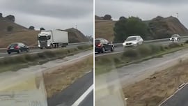 Captan el accidente contra otro choche de un ‘kamikaze’ en dirección contraria por la autovía
