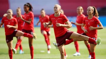 ZURICH, SWITZERLAND - JUNE 30: Ana-Maria Crnogorcevic of Switzerland warms up prior to kick off of the Women's International friendly match between Switzerland and England at Stadion Letzigrund on June 30, 2022 in Zurich, Switzerland. (Photo by Adam Pretty/Getty Images)