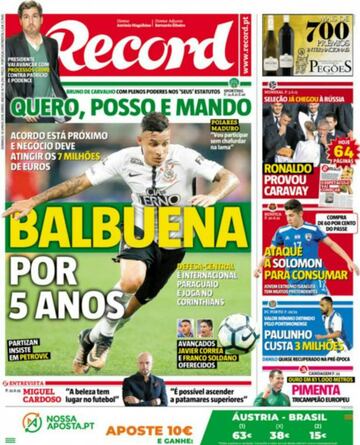 La portada de Record.