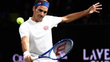 Roger Federer, durante un entrenamiento previo a la Laver Cup.