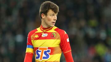 El delantero español Marc Gual, durante uno de sus partidos en la Ekstraklasa vistiendo la camiseta del Jagiellonia.