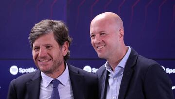 Mateu Alemany and Jordi Cruyff during the presentation of Frank Kessie as a new player of FC Barcelona, in Barcelona, on 06th July 2022.
-- (Photo by Urbanandsport/NurPhoto via Getty Images)