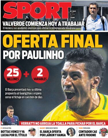 Portada de 'Sport' el lunes 10 de julio de 2017.