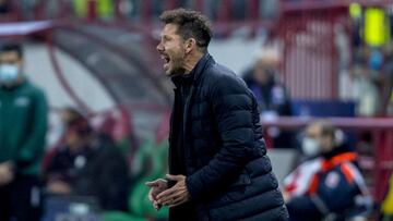 Simeone, durante el Lokomotiv-Atlético de Champions.