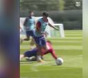 Tremenda jugada de Trincao en el entrenamiento del Barcelona