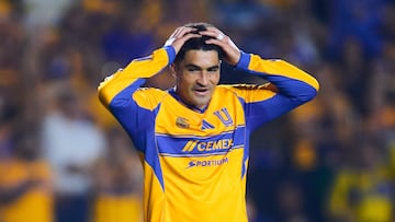 Nicolas Ibanez of Tigres during the quarter-final second match between Tigres UANL and Tijuana as part of the Liga BBVA MX, Torneo Apertura 2025 at Universitario Stadium, on November 29, 2025 in Monterrey, Nuevo Leon, Mexico.