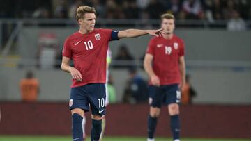 BATUMI, GEORGIA - MARCH 28: Martin Odegaard of Norway during the UEFA EURO 2024 qualifying round group A match between Georgia and Norway at Batumi Stadiumon March 28, 2023 in Batumi, Georgia. (Photo by Sebastian Frej/MB Media/Getty Images)