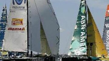 <b>VOLVO OCEAN RACE. </b>El 'Movistar' y algunos de sus oponentes (Brasil 1, ABN AMRO ONE y Ericsson Racing) inician la tercera etapa.
