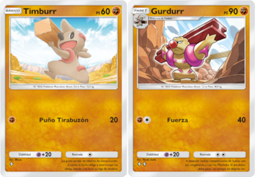 pokemon tcg pocket guardianes celestiales timburr gurdurr