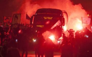 El autocar del Celta a la llegando al estadio de Balaídos.