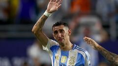 Soccer Football - Copa America 2024 - Final - Argentina v Colombia - Hard Rock Stadium, Miami, Florida, United States - July 14, 2024 Argentina's Angel Di Maria reacts as he is substituted after playing his last game for Argentina REUTERS/Agustin Marcarian