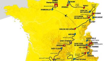 Mapa con el recorrido del Tour de Francia 2019