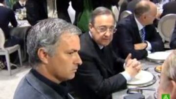 Florentino P&eacute;rez y Jose Mourinho, durante la comida de Navidad del Real Madrid.