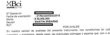 Extracto del pagaré firmado por Iribarne en Concon, el 2018.