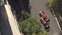 La secuencia que muestra lo que hizo Carlos Sainz en el accidente con Checo Pérez en Bakú