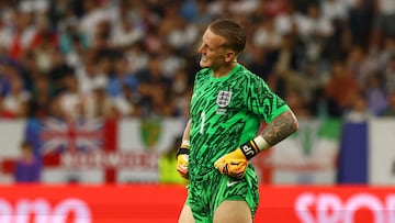 Jordan Pickford, jugador de Inglaterra, durante un partido.