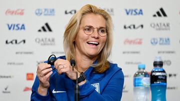 FILE PHOTO: Soccer Football - FIFA Women’s World Cup Australia and New Zealand 2023 - Group D - England Press Conference - Brisbane Stadium, Brisbane, Australia - July 21, 2023 England manager Sarina Wiegman during a press conference REUTERS/Dan Peled/File Photo