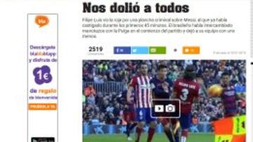 Clamor por la patada de Filipe a Messi: "Nos dolió a todos"