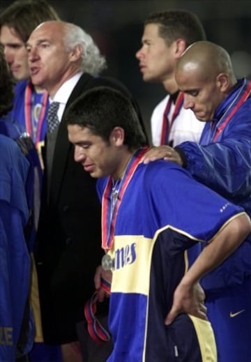 Riquelme con el Boca tras perder la Intercontinental del 2001 ante el Bayern Múnich. 
