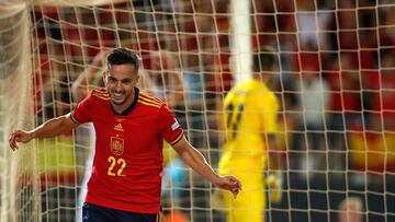 Sarabia celebra el 2-0 ante la República Checa.